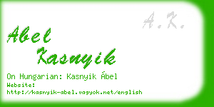abel kasnyik business card